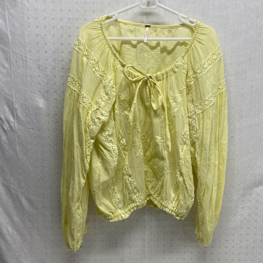 Free People Maria Maria Peasant Blouse Sz M Embroidered Boho Gypsy‎ Hippie